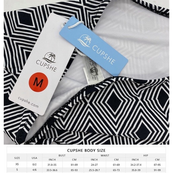 Cupshe Black and White High Waisted Swim Bikini Bottoms - Picture 3 of 6